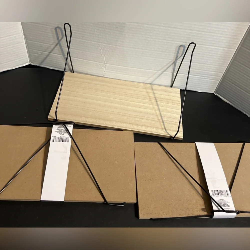 🪵 Set of 3 Floating Wall Shelves w/Metal Brackets 11.75”Wide Modern Home Décor